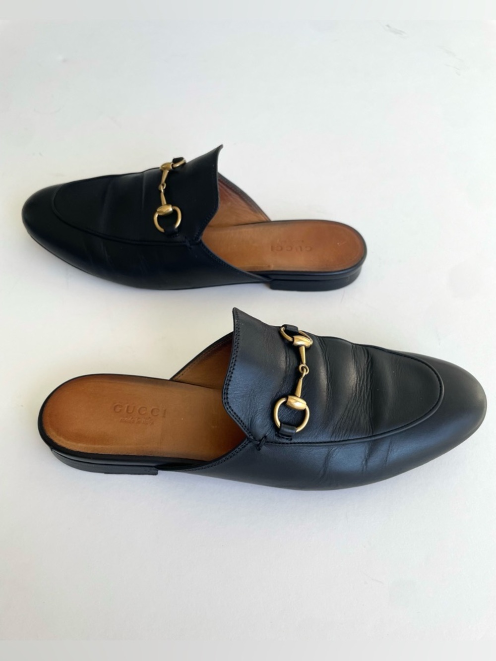 Gucci Princetown Horsebit Mule Loafer Black Leather Slip On Flats EU 37.5 US 7.5 - Picture 10 of 15